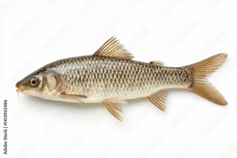 Freshwater carp fish detailed view on white background Freshwater carp fish detailed view on white background