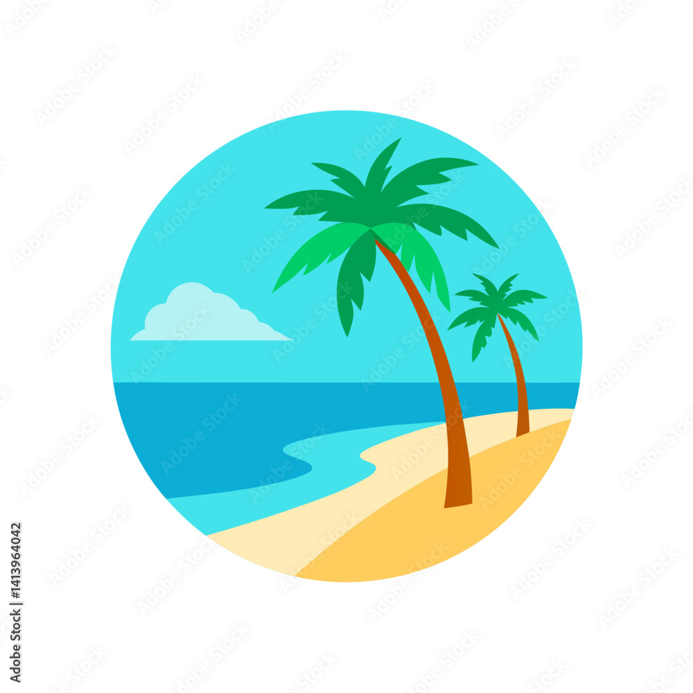 Tropical beach with palm trees and clear turquoise water Tropical beach with palm trees and clear turquoise water