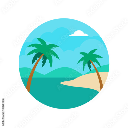 Tropical beach with palm trees and clear turquoise water design