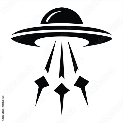 UFO Icon – Black and White Spaceship Symbol for Astronomy