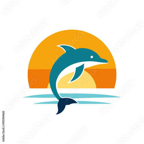 Dolphin leaping in sea under glowing sun