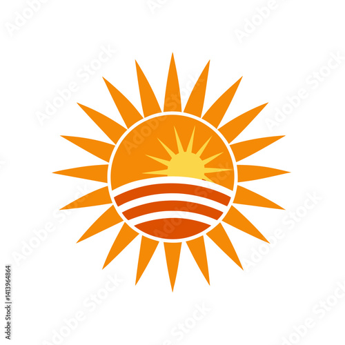 Vintage palm leaf overlay on retro sun
