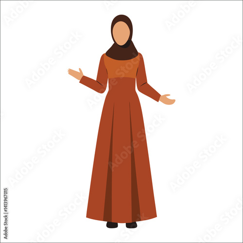 Brown Hijab Woman Illustration – Modest Muslim Fashion Icon