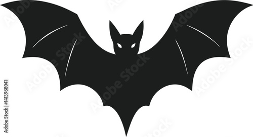 Silhouette of a flying bat with outstretched wings - Halloween vector - fearsome flutter