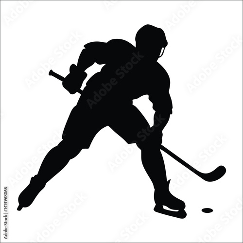 Ice Hockey Player Silhouette – Skating Sports Icon 