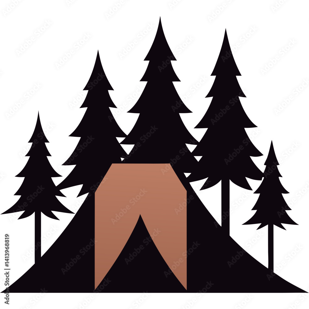 custom made wallpaper toronto digitalSilhouette of tent in forest at twilight vector illustration