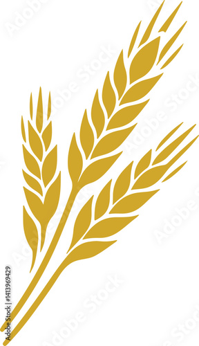 wheat ears golden color wheat flower vector icon logo 