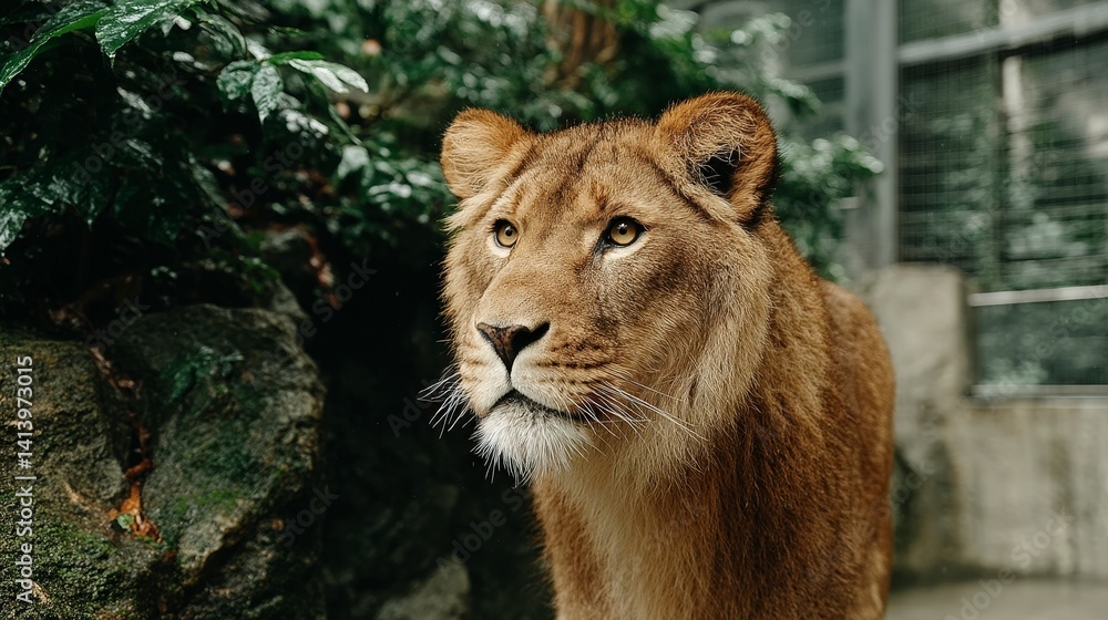 Obraz premium Majestic Lioness Close Up Wild Animal Portrait Zoo Nature Wildlife Photography