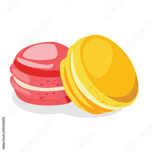 Stack of colorful sweet macarons different flavors and colors