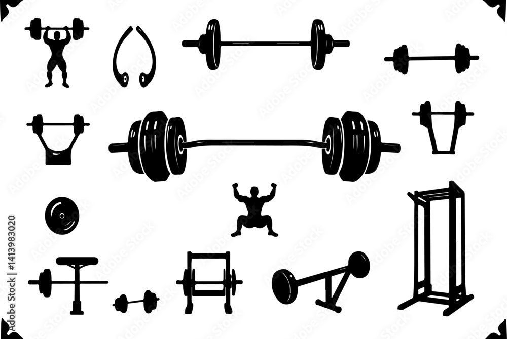 GYM workout silhouette set GYM workout silhouette set