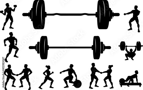GYM workout silhouette set