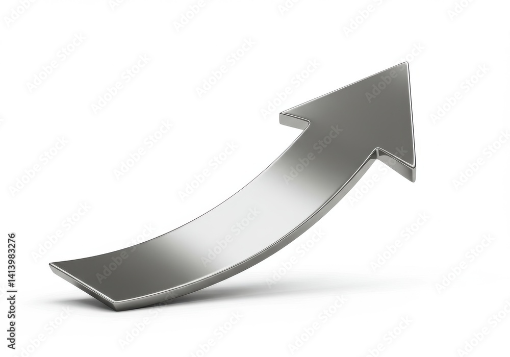 A chrome arrow curving upward on a white background indicating growth and positive direction outlook