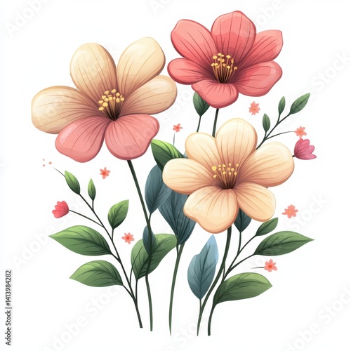 flowers at spring season, isolated clear white background