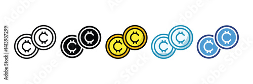 Cryptocurrency Icon Set Multiple Style Collection