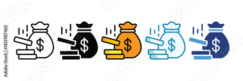 Wealth Accumulation Icon Set Multiple Style Collection