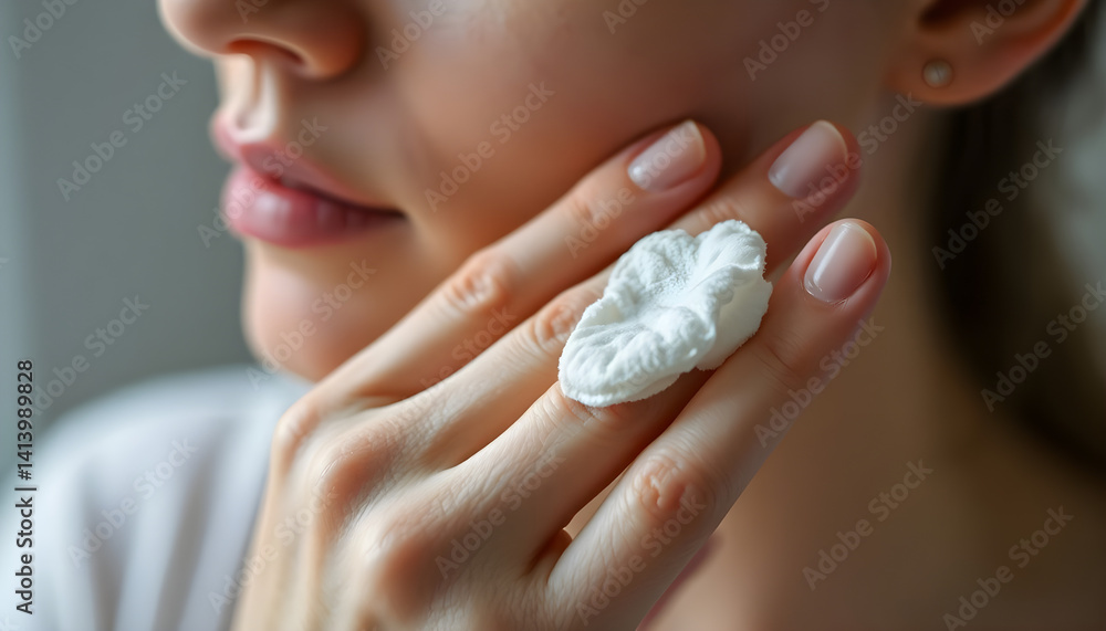 Naklejka premium woman holding a piece of cream in her hand
