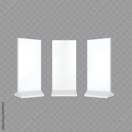 White Display Stands Blank Mockup - Vector