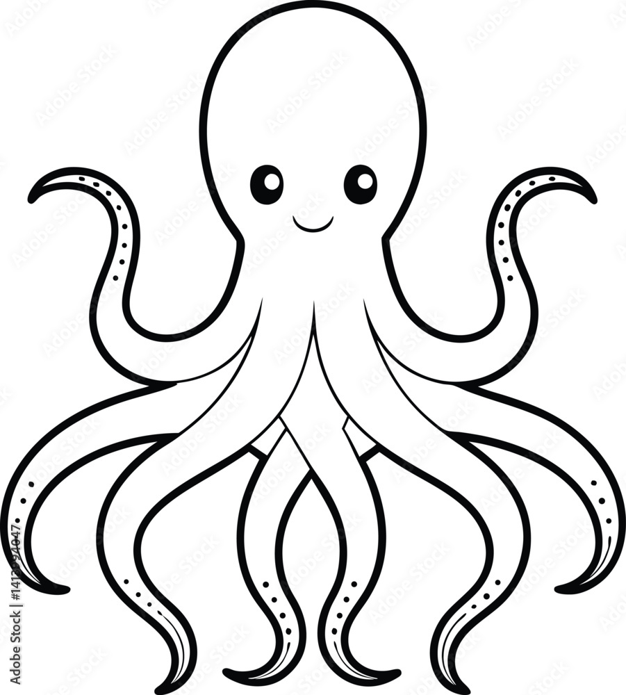 octopus outline vector illustration on white background octopus outline vector illustration on white background