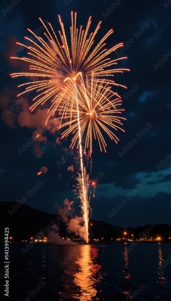Golden firework trails illuminate dark canvas, fireworks, wonder, gold Golden firework trails illuminate dark canvas, fireworks, wonder, gold