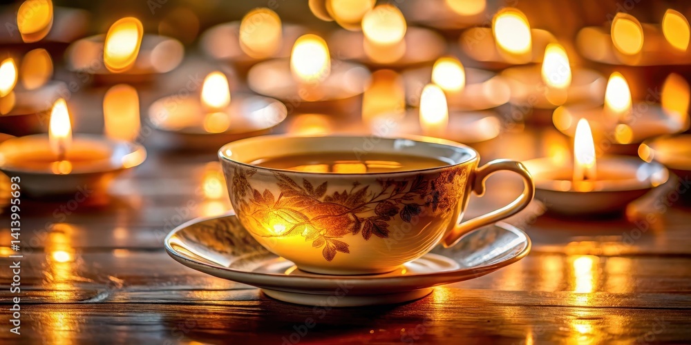 Fototapeta premium A delicate teacup filled with a rich