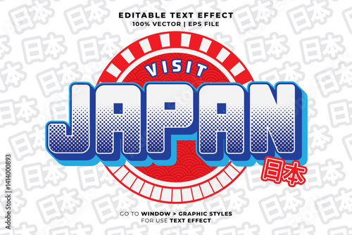 Japan Tokyo Japanese Editable Text Effect 3d Cartoon Template Style Premium Vector. Vector logo icon