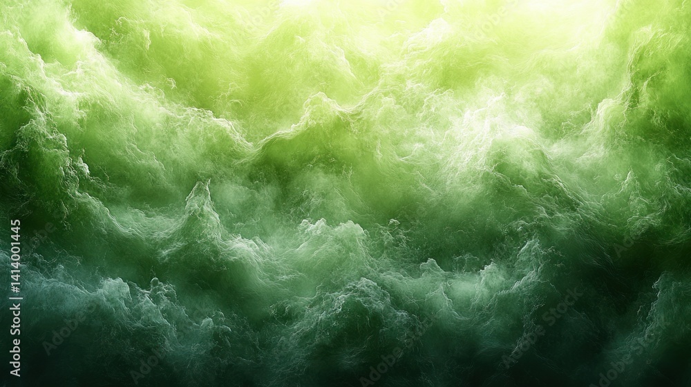 Fototapeta premium Abstract Green Swirling Nebula Cloudscape: A Serene Digital Art Piece