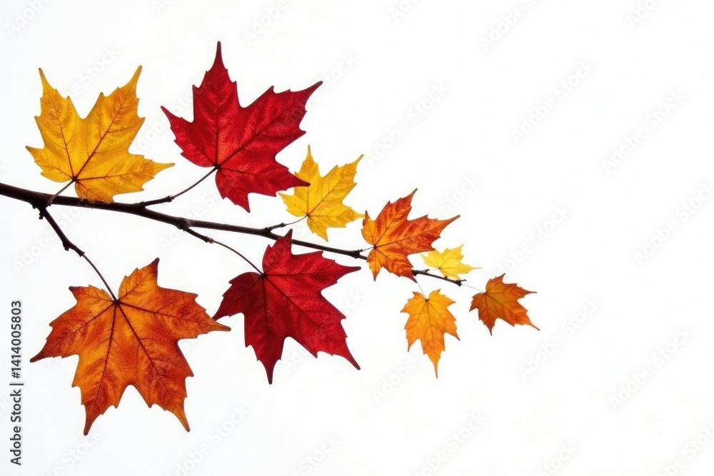 Dried branches with fall leaves isolated on white, seasonal, branches, white Dried branches with fall leaves isolated on white, seasonal, branches, white