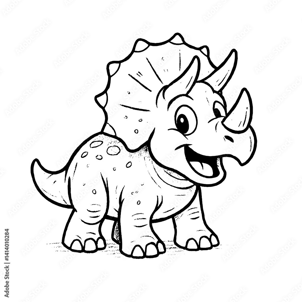 Fototapeta premium Cute Cartoon Triceratops Dinosaur Vector Illustration