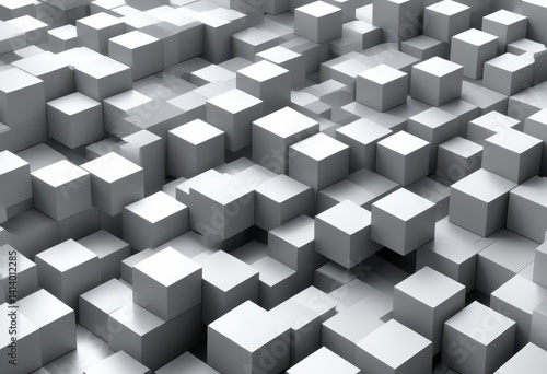 Floating 3D Cube Pattern in Monochrome Light Gray
