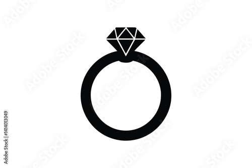 Engagement ring icon silhouette on white background