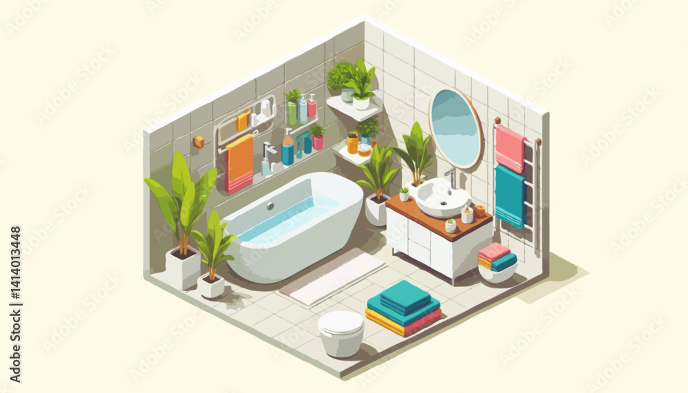 Naklejka premium isometric bath room vector illustration