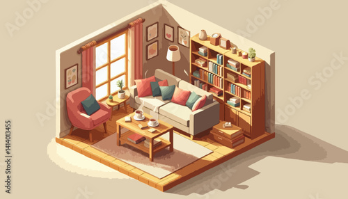 Wallpaper Mural isometric living room vector illustration Torontodigital.ca