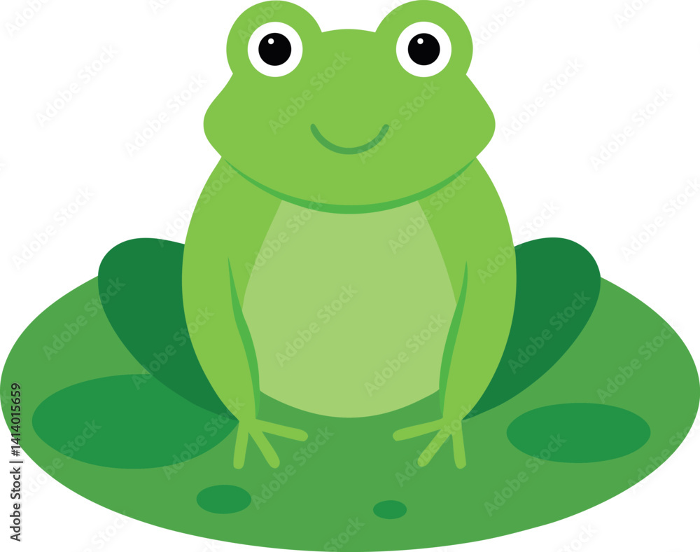 frog-sitting-on-a-lily-pad---white-background frog-sitting-on-a-lily-pad---white-background