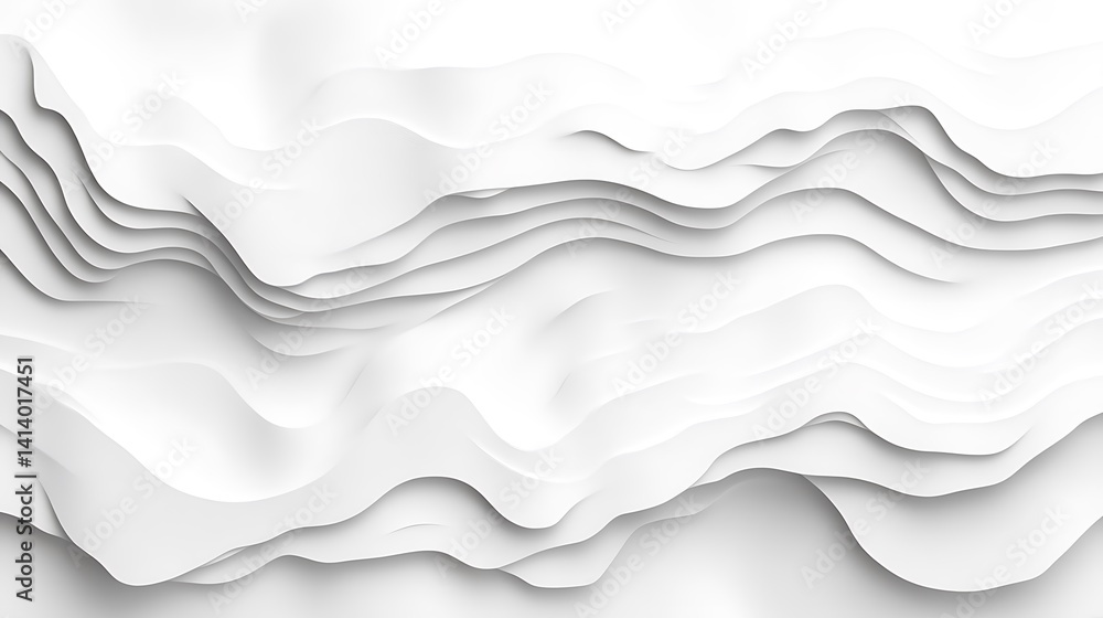 Obraz premium Abstract White Wave Layers: A Serene Monochrome Landscape