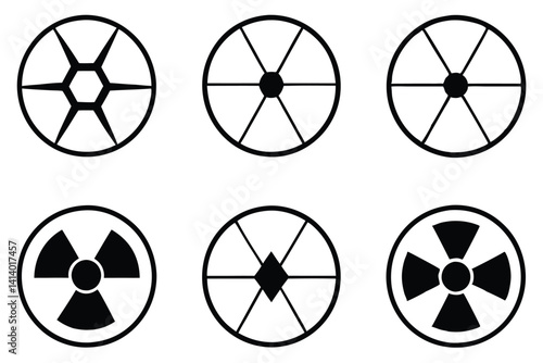radioactive decay line art modern scientific illustration symbol