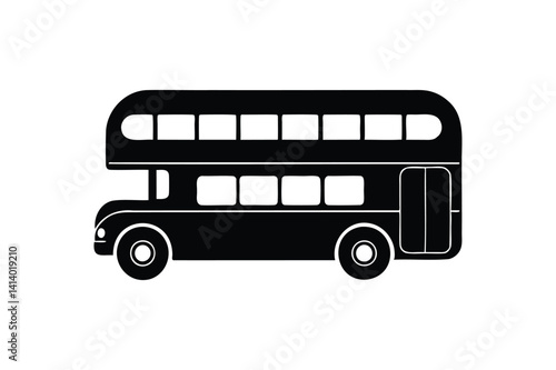 Double decker bus icon silhouette
