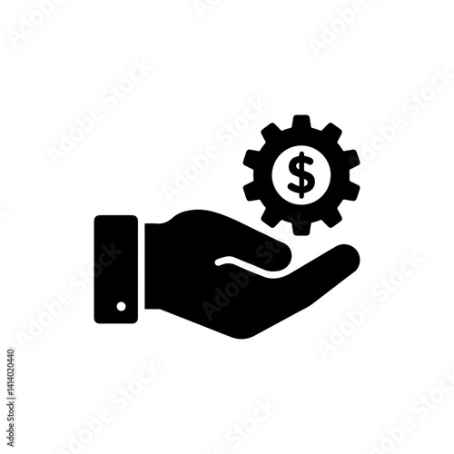 Hand holding gear and dollar sign symbolizing profitable business solutions