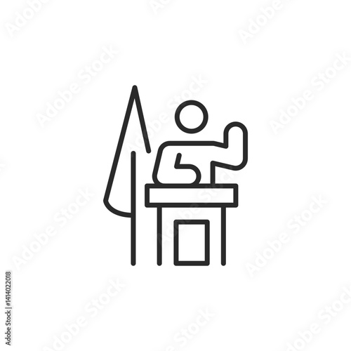 President icon for web, mobile, promo signifies conflict. For law, justice, politic categories. Single outline, vector illustration.