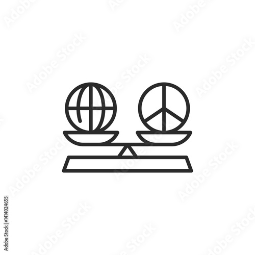 Peace balance icon for web, mobile, promo signifies conflict. For law, justice, politic categories. Single outline, vector illustration.