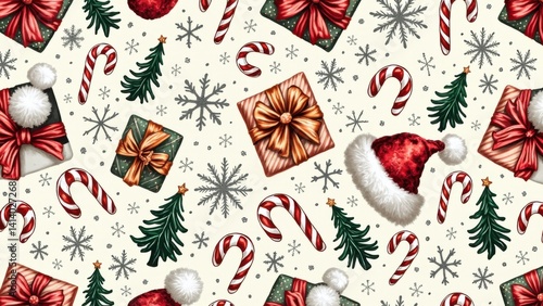 Festive christmas layout with trees and snowflakes