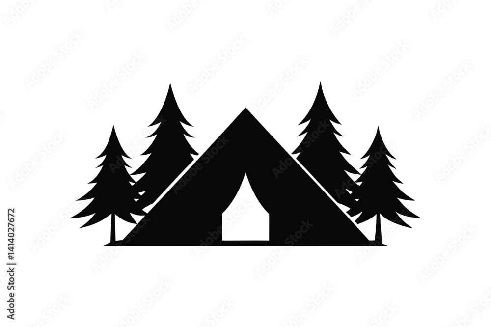 Fototapeta premium Forest camp icon silhouette