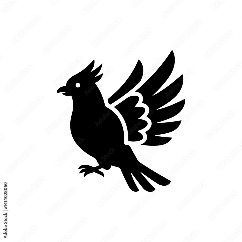 Fototapeta premium Bird with feathers raised symbolizing aggression or a mating display