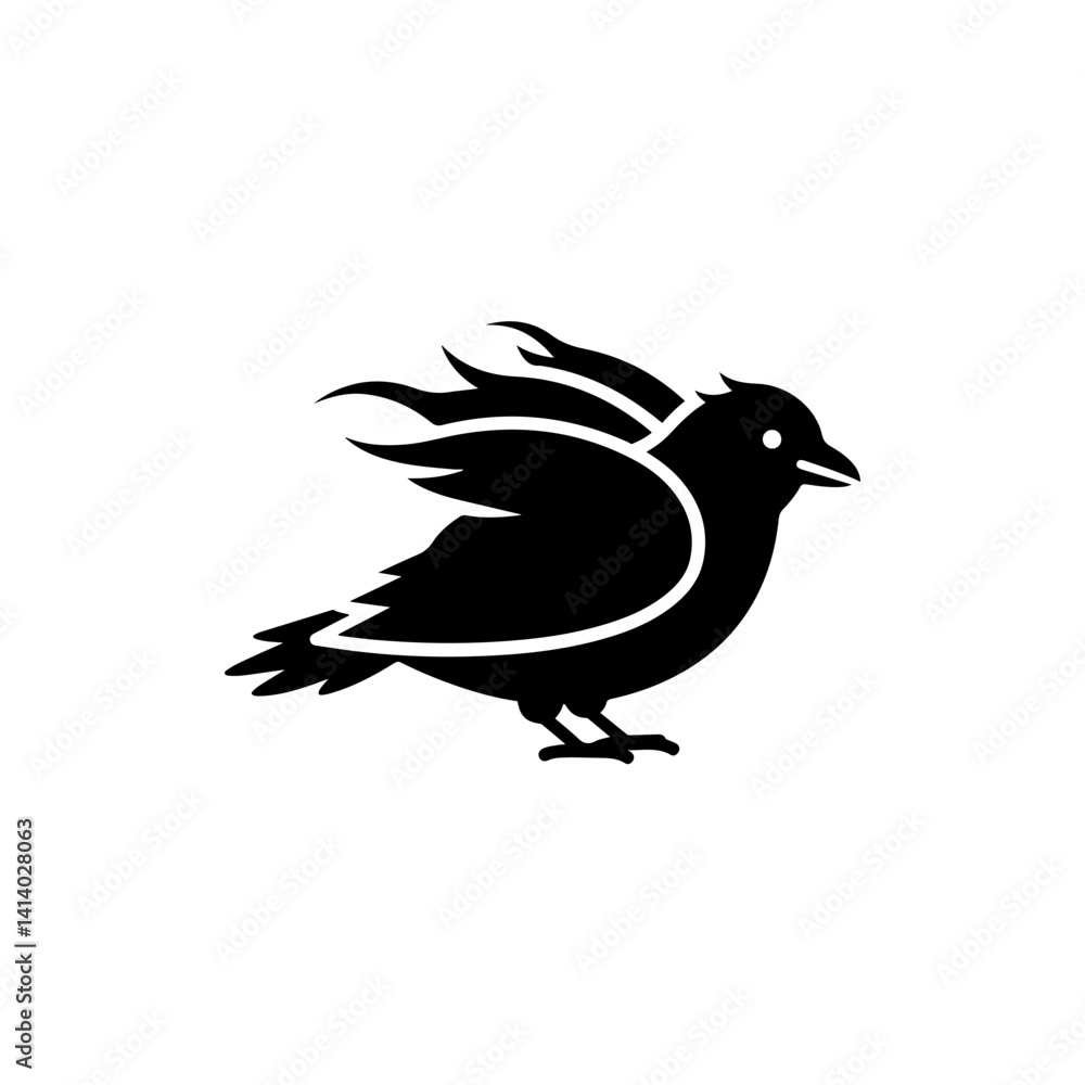 Fototapeta premium Bird with Feathers Ruffled by the Wind Symbolizing a Struggle Against Nature