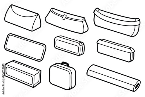 pencil case line art simple drawing for students