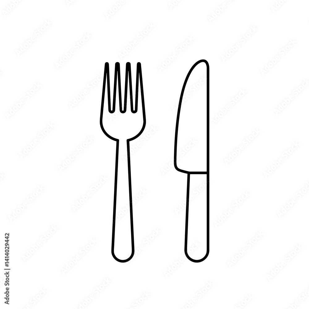 Fork and knife icon in minimal line style Fork and knife icon in minimal line style