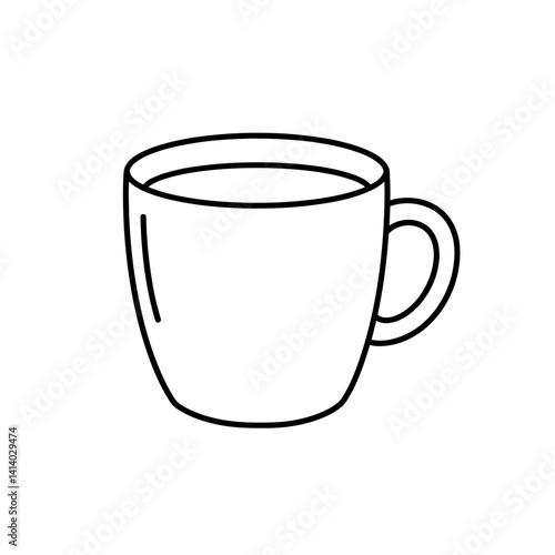 Coffee mug icon in outlined minimalist style