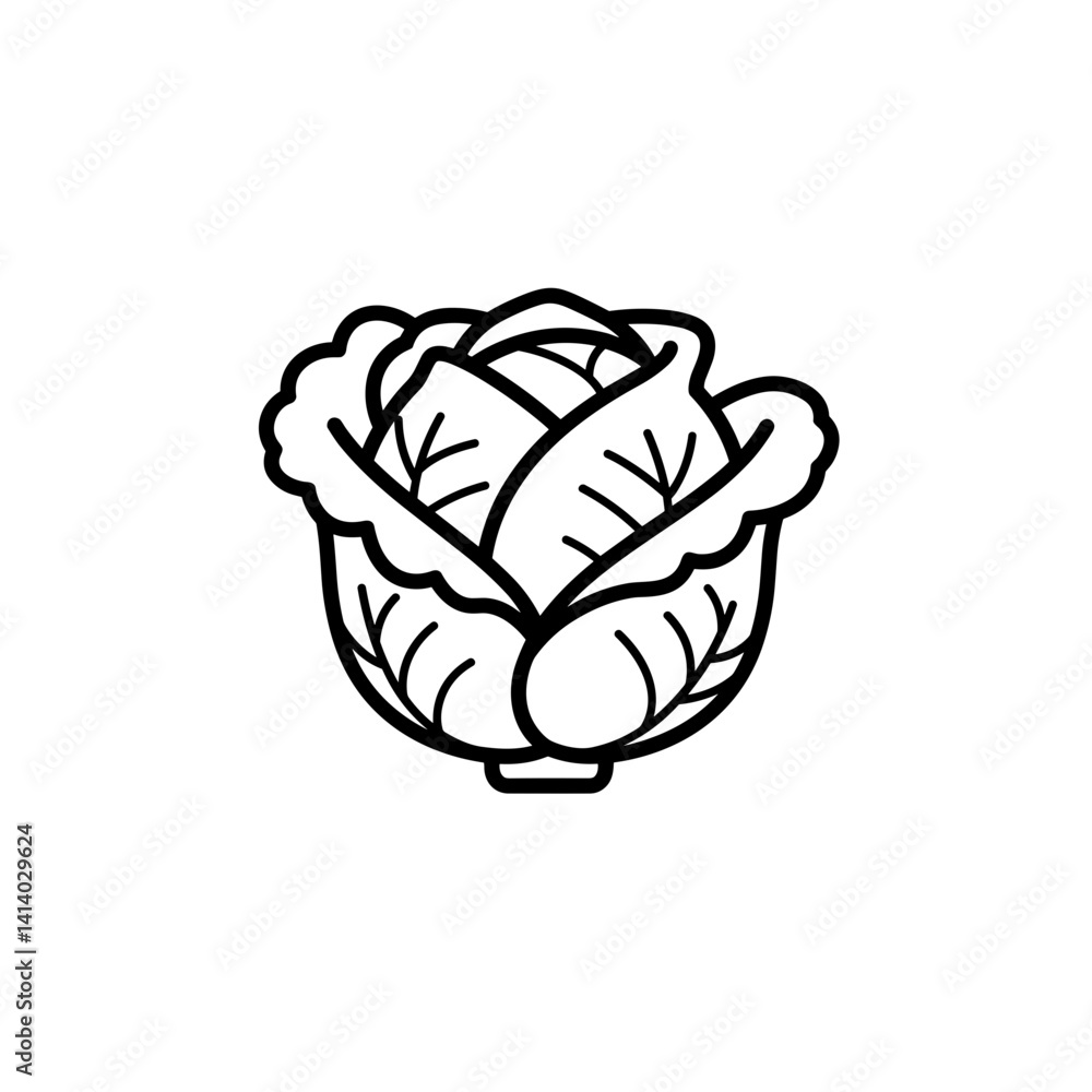 Cabbage icon in leafy outlined vector style Cabbage icon in leafy outlined vector style