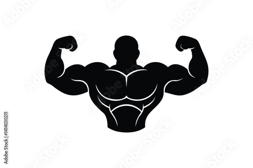 Muscle icon silhouette on white background