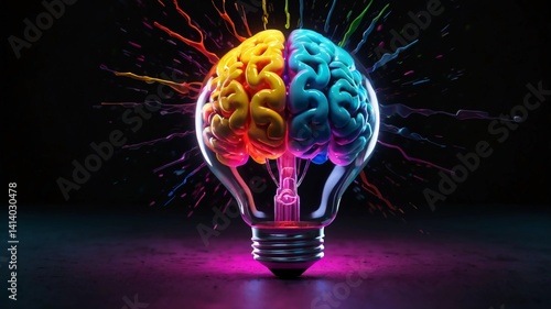 light bulb and brain with business creativity