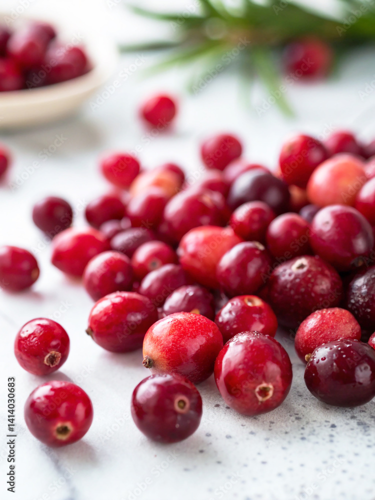 Fresh Cranberries on Marble. Fresh Cranberries on Marble.